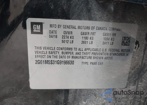 2016 Cadillac Xts Luxury Collection z USA, uszkodzony, nr VIN 2G61M5S31G9196630